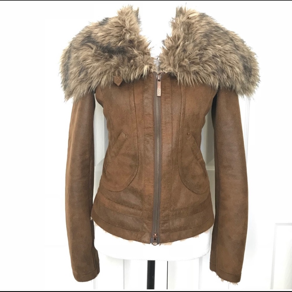 Armani Jeans Faux Suede Fur Coat